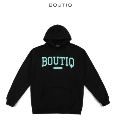 Boutiq Merch Hoodie College Black,Boutiq Merch Reviews, Boutiq Brand, Boutiq Dispensary